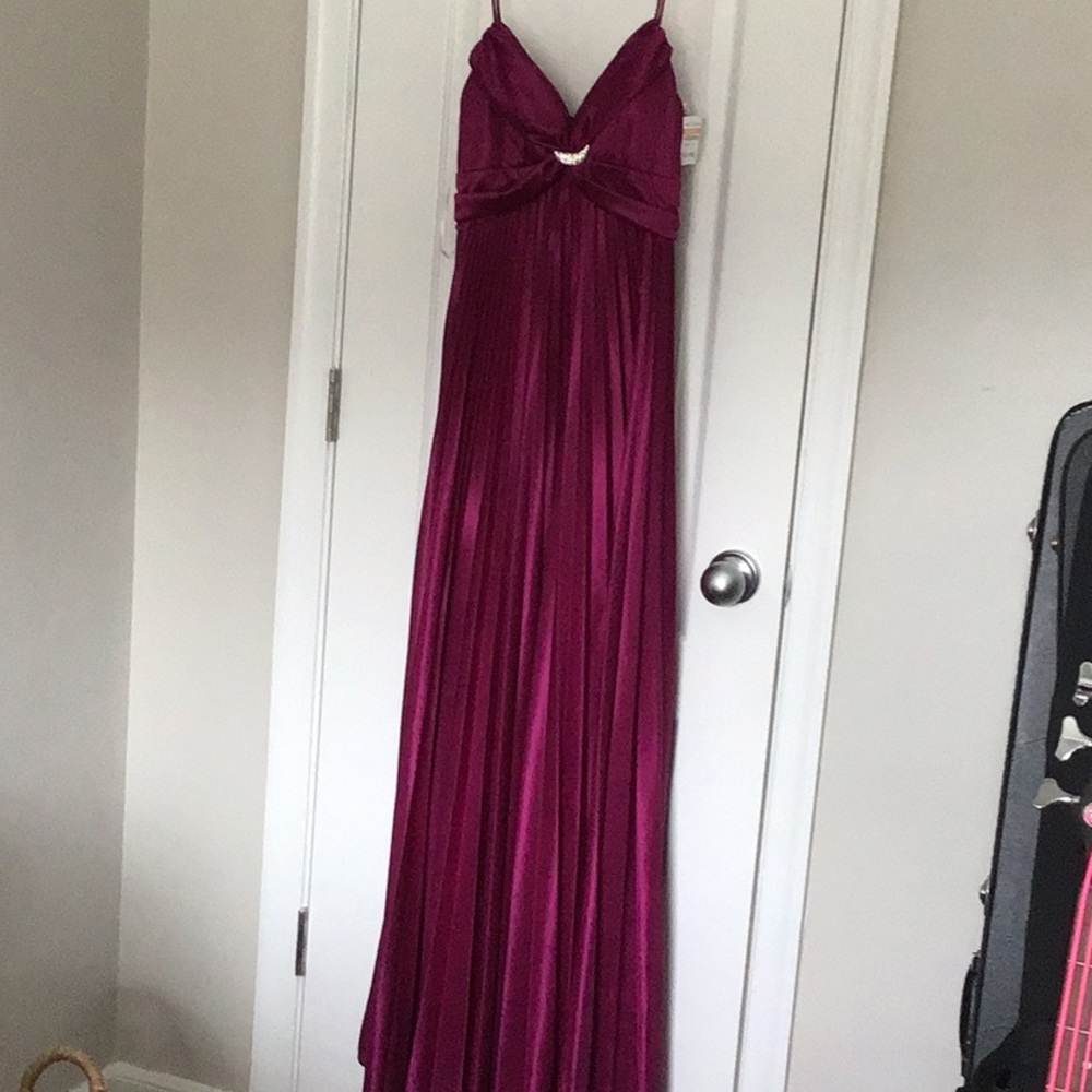 Purple, spaghetti strap prom dress